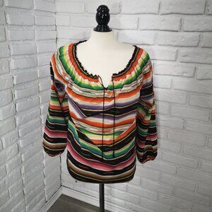 Lauren Ralph Lauren Ladies Size Medium Multi Colored Striped Blouse